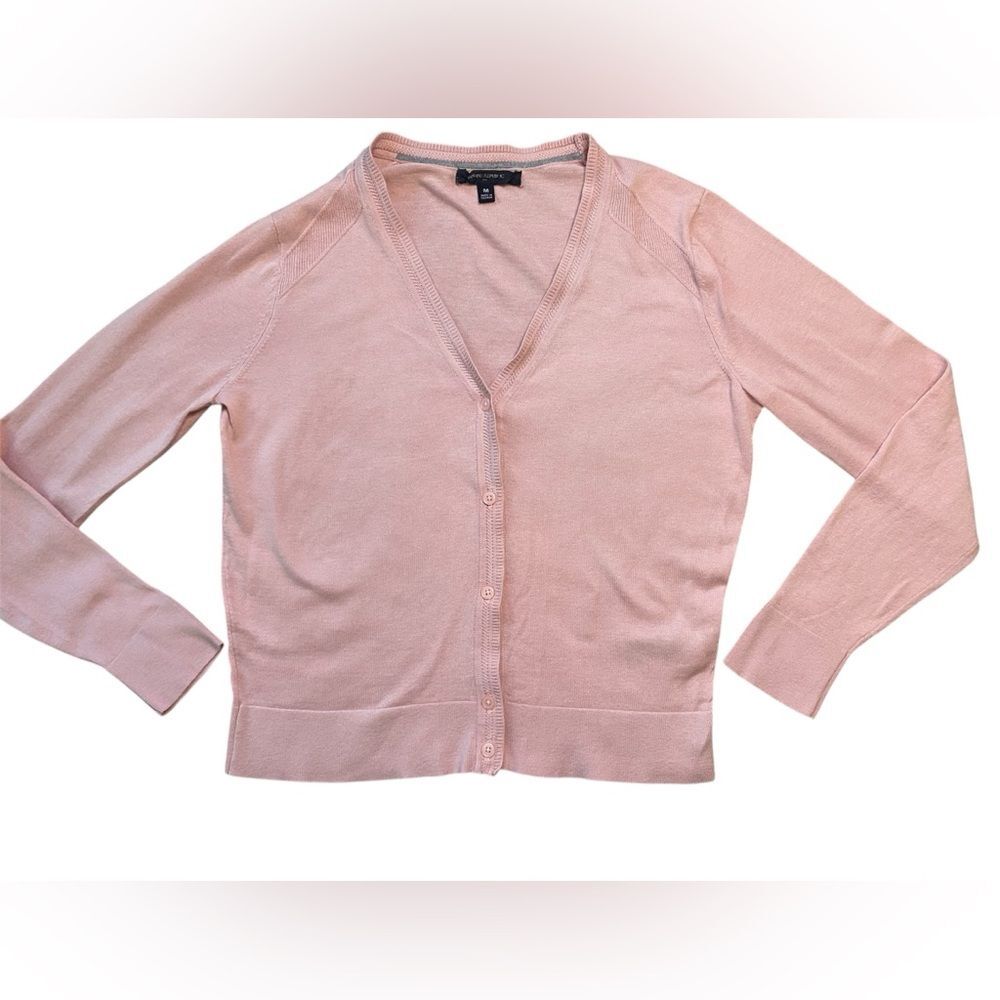 Banana Republic Light Pink Cotton V-Neck Long Sleeve Button-Up Cardigan